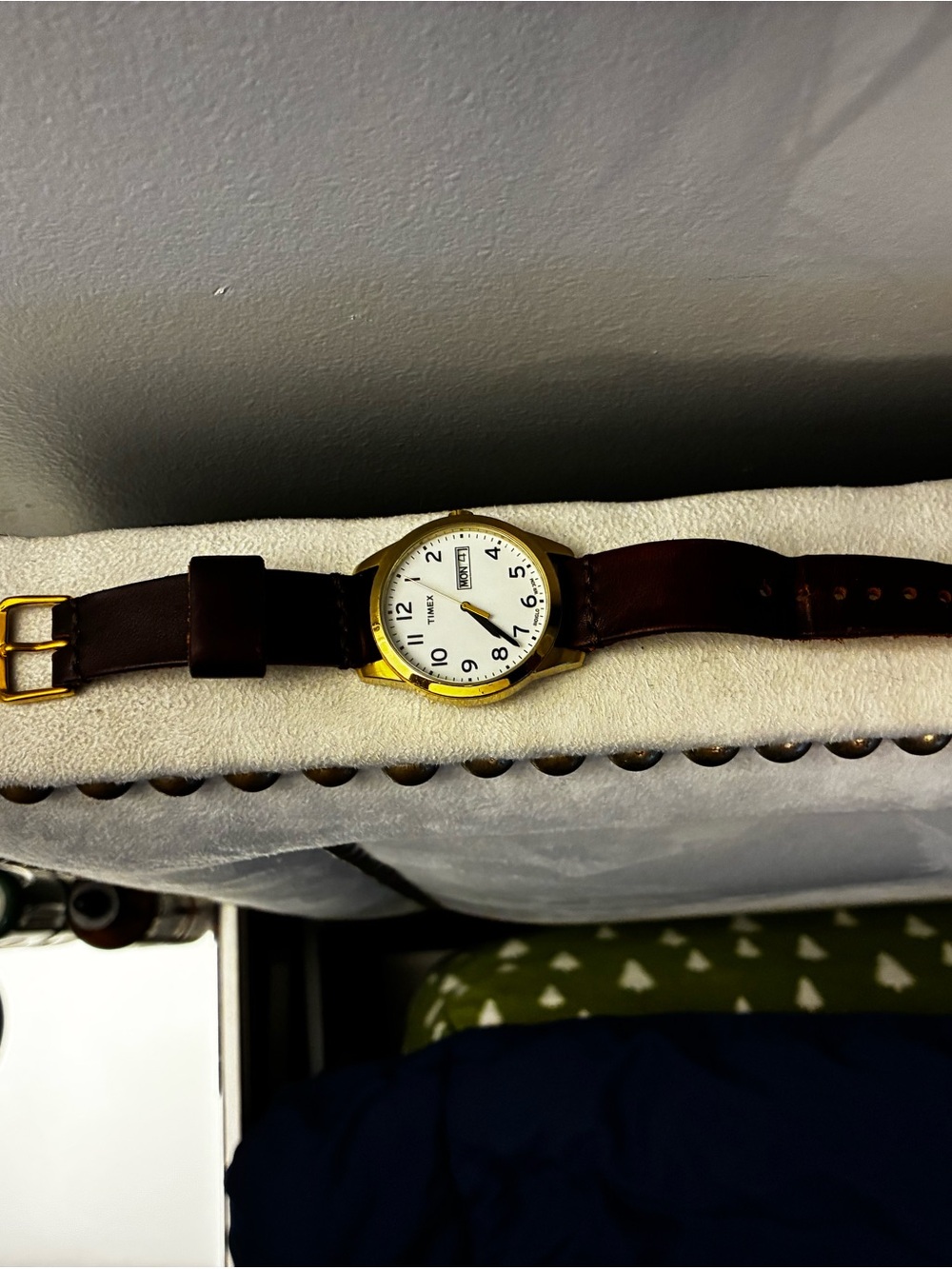 Classic Brown Leather Watch with Gold Case